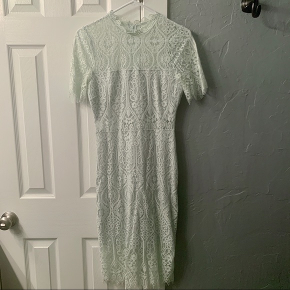 *SOLD* Lulus Light Mint Lace Dress - Picture 2 of 7